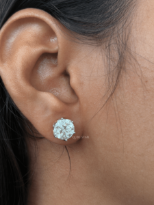 Pendientes Redondos de Diamantes Cultivados en Laboratorio de 5.15 Ct, Pendientes de Oro con Diseño Floral, Engaste de Puntas, Joyería Elegante y de Lujo, Regalo para Mujer - Product Image 1
