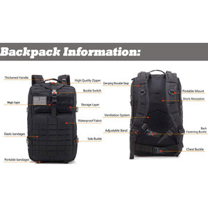 Sacs à dos tactiques tendance avec impression de logo personnalisé, rangement multi-compartiments et système de transport confortable - Product Image 5