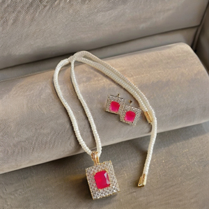 Elegante conjunto de collar con colgante de perlas de diamante americano para mujer, conjunto de regalo de joyería clásica para bodas, funciones ocasiones especiales - Product Image 4