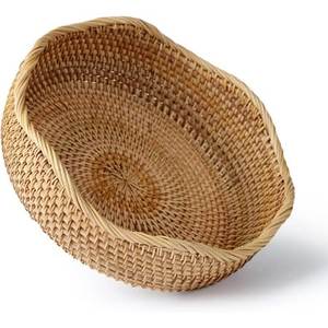 Natural <b>Wicker</b> <b>Basket</b> <b>With</b> <b>Lid</b> Handwoven Rattan Storage Organizer Home Kitchen Bathroom Decorative <b>Basket</b> - Product Image 2