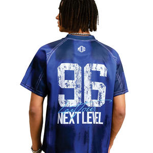 Maillot de football américain bleu pour homme en polyester, sublimation, léger, respirant, personnalisable, tenue d'équipe, maillot de sport pour homme, service OEM - Product Image 2