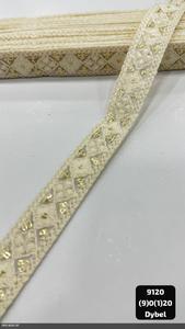 Ribete de encaje floral bordado con diseño de hojas, 100% poliéster, 3 cm de ancho, rollo de 9 metros para ropa étnica, bolsos, zapatos y textiles para el hogar - Product Image 3