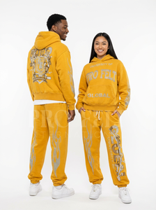 Ensemble sweat à capuche et pantalon de survêtement en coton et polyester imprimé sérigraphié motif flamme – Style décontracté, doux et confortable pour l'entraînement - Product Image 6