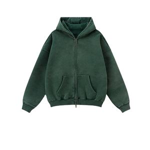 Winter Acid Wash Zipper <b>Hoodie</b> 460gsm Thick 100 Cotton Box Oversize Vintage Stone Acid Wash Distressed <b>Hoodie</b> for <b>Men</b> 2026 - Product Image 4