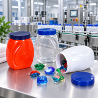 Pot d'emballage pour capsules de lessive en PET vierge, en stock usine, plusieurs capacités, couleur personnalisée, marque privée, OEM ODM