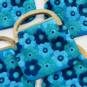 New Handmade Beaded Clutch for Women with Two Open Straps Pearl Decorated <b>Bows</b> and Flowers for Parties and Evenings - Product Image 1