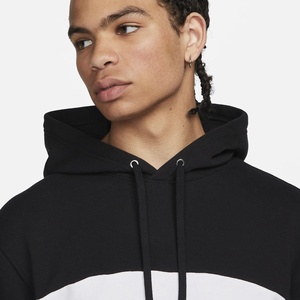 Sweat-shirt polaire tendance pour homme, coupe droite, avec empiècements contrastants noir et blanc, style streetwear personnalisé, vente en gros - Product Image 2