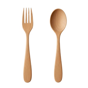Ensemble de couverts en bois de hêtre naturel en gros, réutilisables, biodégradables, pour cuisine et table - Product Image 1