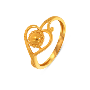 18K Yellow Gold Ring Luxury Heart Shape Floral Gold Ring for Women Delicate Everyday Fashion Jewelry <b>Gift</b> - Product Image 1