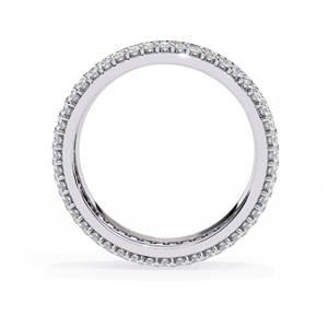 Anillo de boda de lujo tipo cigarro con diamantes pavé en varias filas de oro blanco de 10k, 14k y 18k - Product Image 3