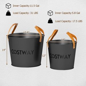 Lot de 2 seaux à cendres métalliques de 11,5 et 8,5 gallons pour foyers et braseros - Ensemble d'accessoires pour seaux à cendres de charbon - Product Image 5