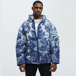 Winter Fashion Embossed Hooded Puffer Jacket Lightweight Zipper <b>Waterproof</b> <b>Warm</b> Quilted Casual Outerwear Trendy Look Front - Product Image 1