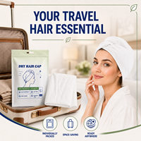 Bonnet de séchage capillaire jetable en gros, super absorbant, en fibre de coton végétal, portable, pour voyage, spa, hôtel