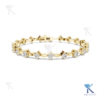 Bracelet à maillons en or massif 100% pur, serti de diamants de laboratoire taille brillant, bijoux fins unisexes minimalistes de luxe