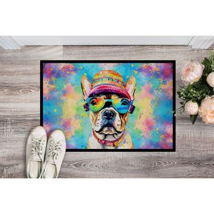 Felpudo de Bulldog Francés Hippie Dawg antideslizante lavable de pila baja 24H X 36W alfombra de entrada interior y exterior para puerta delantera - Product Image 2