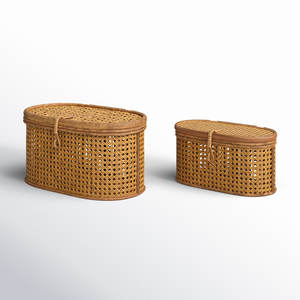 Panier de rangement en rotin et en osier artisanal Edelie, Vietnam - Product Image 3