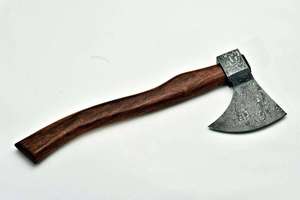 Hache Tomahawk avec manche en bois de rose, fourreau en cuir, hache de survie, outil de camping en plein air, lame en acier au carbone, haute qualité, multi-usages - Product Image 3