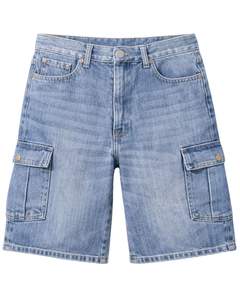 Manufacturer Custom Light Blue Denim Cargo <b>Shorts</b> For <b>Men</b> Multi Pocket Jean <b>Shorts</b> Regular Fit Summer Casual Wear Button Fly - Product Image 1