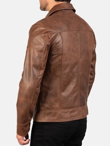 Chaqueta de Cuero Marrón Chocolate para Hombre - Product Image 2