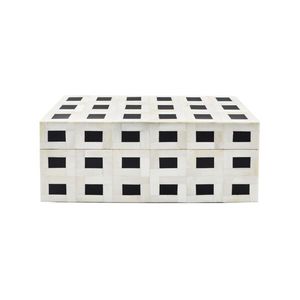 AUREVIA CRAFTS Caja de Almacenamiento de Diseño Rectangular Moderno con Incrustaciones de Hueso en Color Marfil y Negro, con Cerradura y Grabado, para Joyería de Lujo - Product Image 4