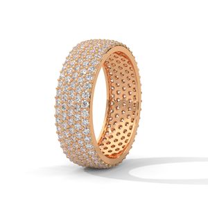 Anillo de Eternidad con Diamantes Creados en Laboratorio, Corte Esmeralda, Oro Rosa, Delgado, Apilable, para Novia, Aniversario, Joyería Fina, Regalo para Mujer - Product Image 3