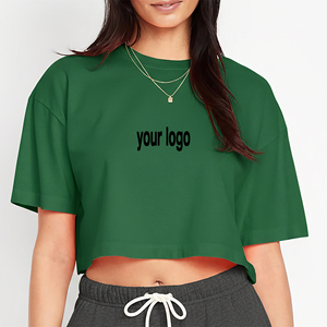 OEM/ODM T-shirt Crop Top de Haute Qualité, Grande Taille, 100% Coton, pour Femmes, Vêtement Casual, Manches Courtes, Couleur Unie - Product Image 4