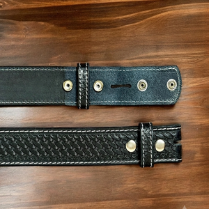 Ceinture en cuir pleine fleur noir de vachette de haute qualité, style western, avec motif panier gravé, ceintures unisexes en cuir repoussé - Product Image 6