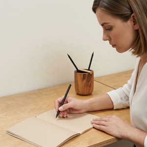 Portalápices y bolígrafos de madera ecológico para organizar el escritorio, con acabado natural y construcción duradera de la colección Handmade. - Product Image 1