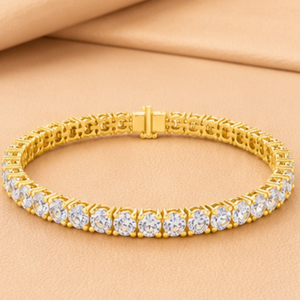 <b>Infinity</b> Spark Round Diamond Tennis Bracelet in Yellow Gold White Gold and <b>Rose</b> Gold Luxury Jewelry Design - Product Image 1