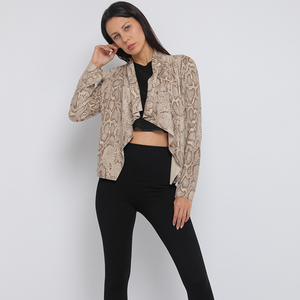 Elegant Women's Snake-Print Leather Jacket collar Leather Jacket with Belt Perfect for Casual and Professional Settings - Product Image 5