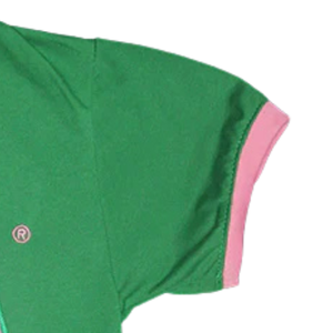 เสื้อยืด AKA Green Ringer แต่งขอบสีชมพู ปักตัวอักษรกรีก เสื้อยืดลำลองสำหรับผู้หญิง สีเขียวและสีชมพู - Product Image 4