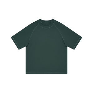 T-shirt à manches courtes col rond pour homme, couleur unie, tricoté, coupe classique, décontracté, noir uni - Product Image 2