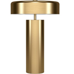 Luxury Gold Metal Table <b>Lamp</b> Mid Century Modern 1 Light Drum Shade Bedside <b>Lamp</b> for Home Living Room Office Decor - Product Image 1
