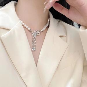 Collier de perles d'eau douce Saturn, nouveau produit, pour femme, 7-8 mm, design léger et luxueux, avec chaîne de clavicule, collection de niche - Product Image 3