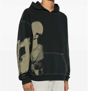 Sudadera con Capucha Negra Lavada para Hombre, Estilo Casual Urbano, Sudadera de Invierno - Product Image 2