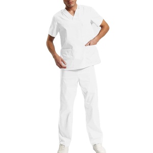 High Quality Unisex <b>Scrubs</b> Uniform Straight Leg Stretchable Waist 2Pc Nursing Uniform Custom Logo Medical <b>Scrub</b> <b>Set</b> - Product Image 1