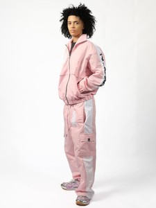 Custom <b>Pink</b> Nylon Windbreaker Set with Adjustable <b>Jacket</b> and Elastic Waist Pants for Lifestyle and Sportswear Collections - Product Image 2