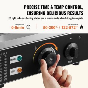 Commercial 1550W Electric Donut <b>Maker</b> 12-Hole Double Sided Heating <b>Waffle</b> Machine with Non-Stick Surface for Wheat Doughnuts - Product Image 4