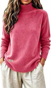 Suéter de Cuello Alto de Mohair Grueso para Hombre, Color Rosa Sólido, de Oneten Apparels - Product Image 4