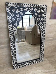 Miroir mural décoratif de luxe en os incrusté d'Inde à prix de gros - Product Image 4