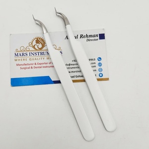 Pince à épiler pour extensions de cils, finition mate blanche, pince à cils solide de haute qualité - Product Image 1