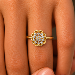 Bagues de fiançailles en or massif 14K 18K avec diamants de laboratoire taille brillant rond DEF VVS, motif floral, bijoux fins sur mesure pour femmes - Product Image 2