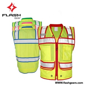 Chaleco para deportes al aire libre hecho a medida chaqueta de seguridad reflectante multibolsillo transpirable de malla para correr a prueba de agua para peatones - Product Image 3