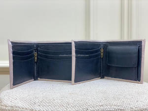 Portefeuille porte-billets personnalisé en cuir véritable fabriqué à la main portefeuille pour hommes à deux volets en cuir véritable portefeuille à motif floral occidental cousu à la main - Product Image 5