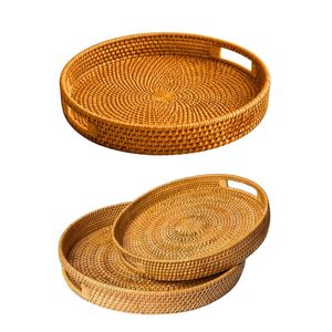 Bandeja de Almacenamiento de Mimbre Rústico PHU HAO para Encimera de Cocina, Baño y Sala de Estar - Product Image 1