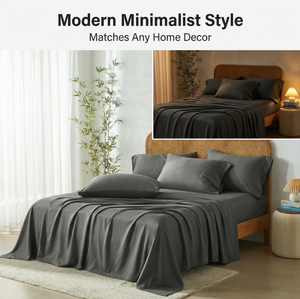 Luxury 100% Bamboo Fiber Bedding Set Modern Solid Color Breathable Wrinkle Resistant Fade Resistant <b>Flat</b> <b>Fitted</b> <b>Sheet</b> Sets - Product Image 2