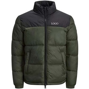 <b>Men's</b> Casual Winter Puffer <b>Jacket</b> Stand-Up Collar Zipper Closure Front Logo Breathable Eco-Friendly High Quality Customized - Product Image 1