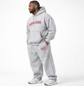 Custom <b>Oversized</b> Pullover Hoodie and <b>Sweatpants</b> Tracksuit Heavyweight Pullover Hoodie and Baggy <b>Sweatpants</b> Two Piece Hoodie Set - Product Image 2