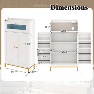 Moderno Armadio Dispensa Bianco e Oro con Stazione di Ricarica Integrata (AC/USB/Type C) Luci LED Personalizzabili in Legno MDF - Product Image 6