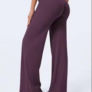 กางเกงเลกกิ้งขาบานสำหรับผู้หญิง ทรงโยคะแบบไขว้ ช่วยกระชับหน้าท้อง เอวสูง ขากว้าง - Product Image 5